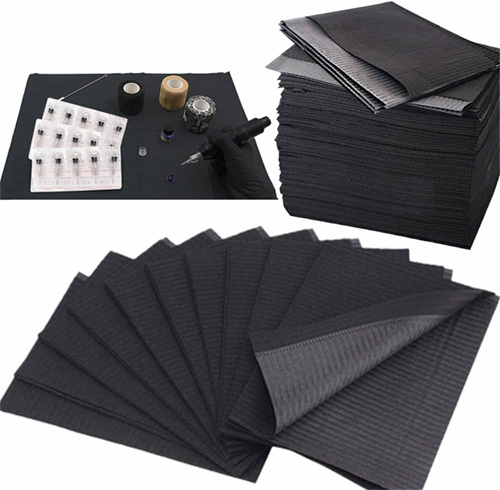 Yuelong 125 Pcs Black Disposable Waterproof Tattoo Bibs